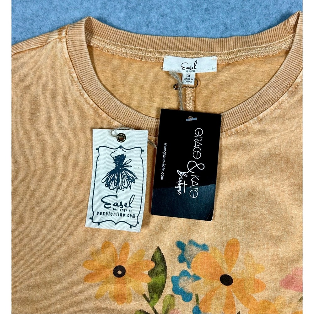 Easel T-Shirt Dress Western Boho Cowboy Boot Floral Size Small NEW - Picture 2 of 8